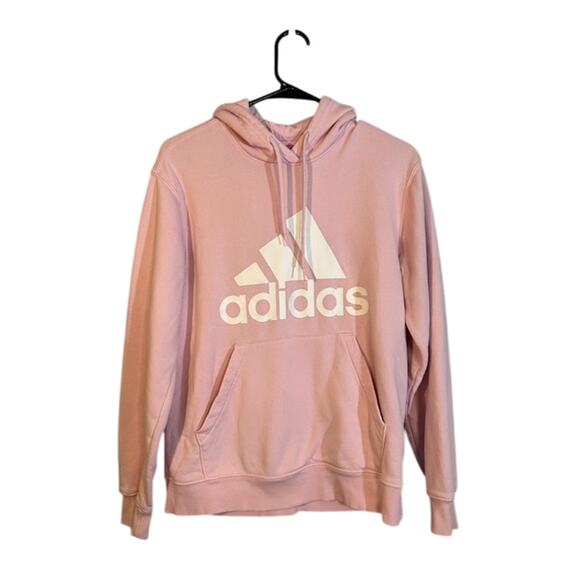 Adidas Pink Long Sleeve Cotton Hooded Casual Pullover Sweatshirt Women Sz S - Picture 1 of 10